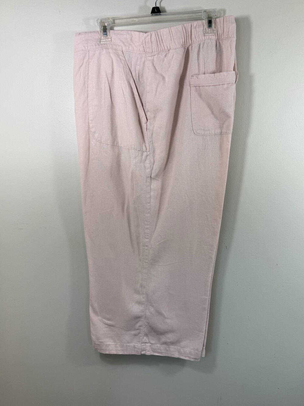 Naturals D. & Co. Pull On Pants Womens Size 3X Pink Linen Blend Wide Leg Comfort